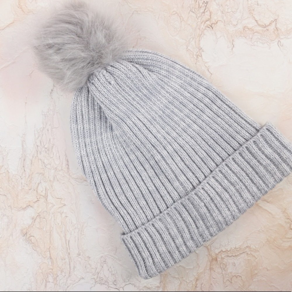 Hat Attack Lightweight Ribbed Hat With Faux Fur Pom